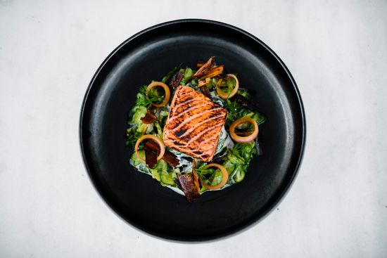 scorched salmong for one of the galley gang chef workshops